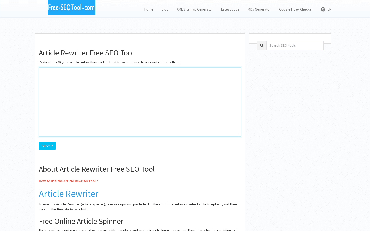 100% Article Rewriter preview