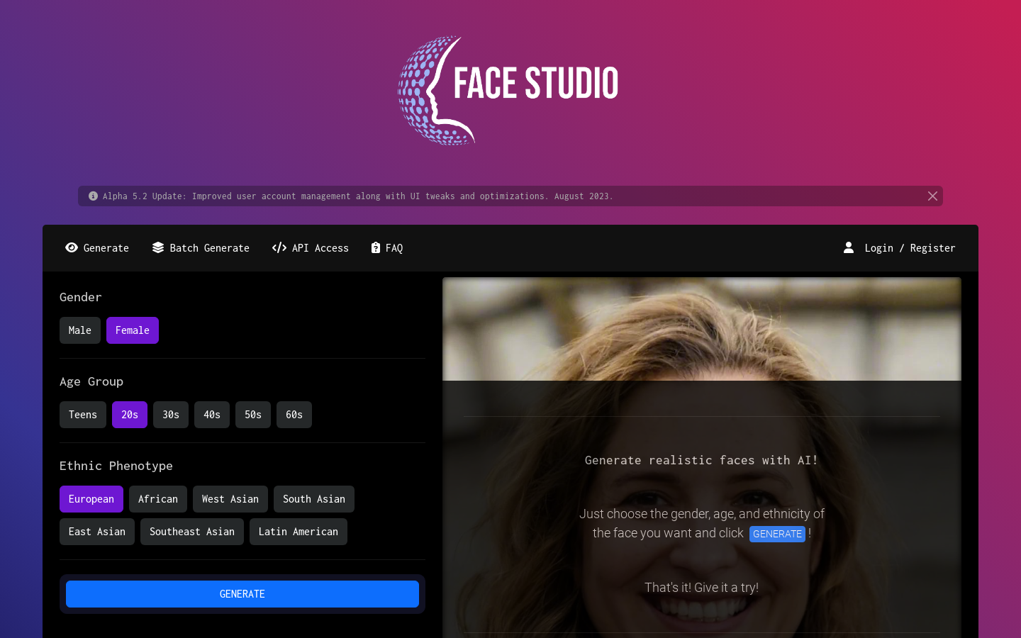 Face Studio preview