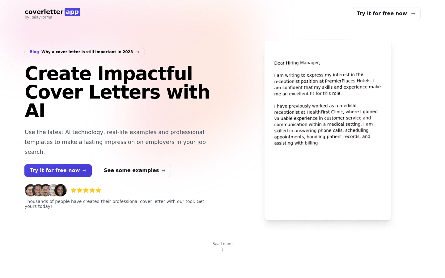 AI Cover Letters preview