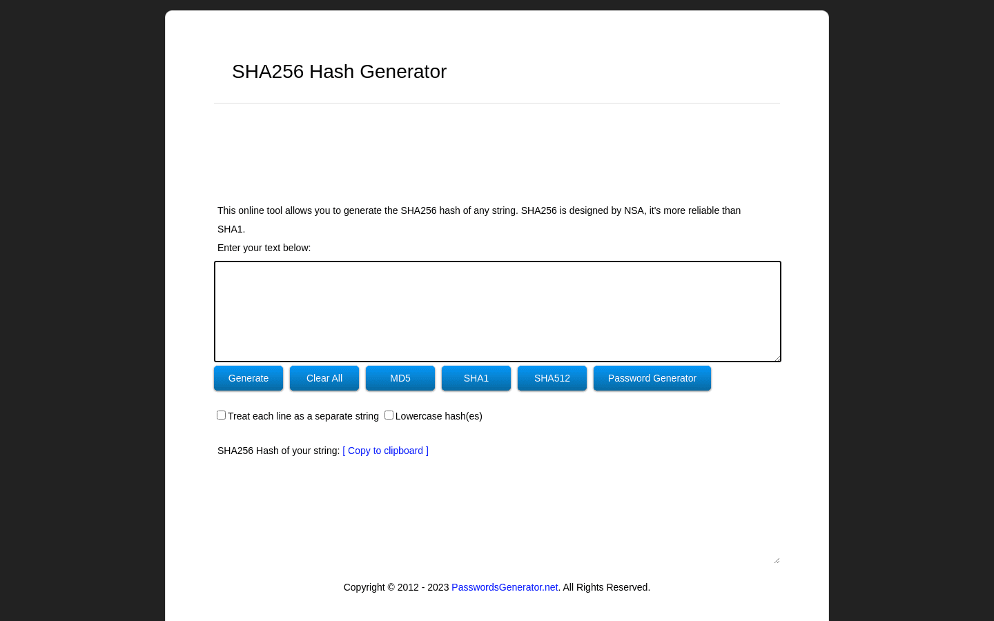 SHA256 Hash Generator preview