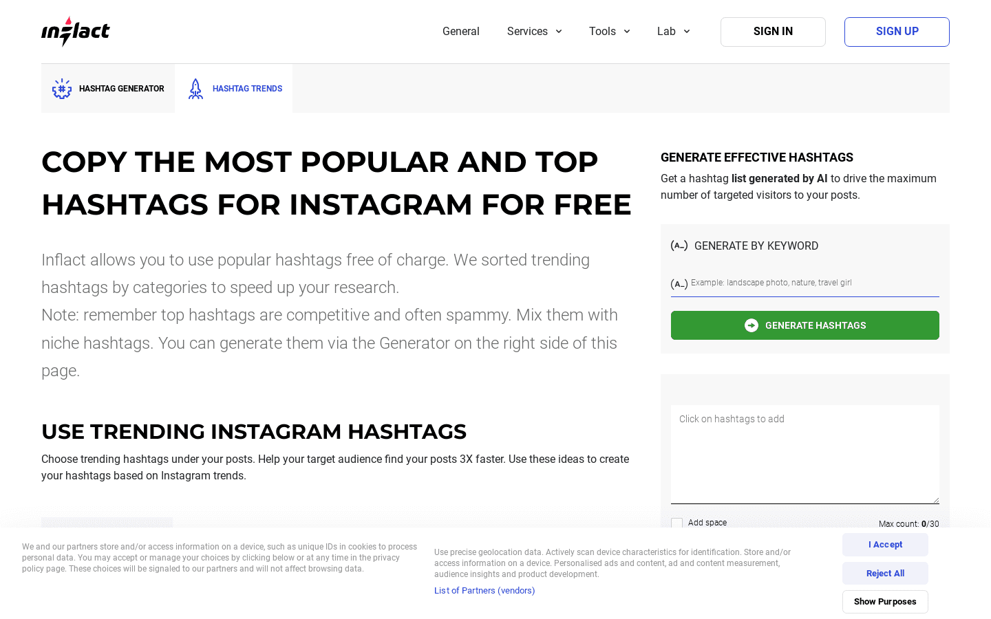 Instagram Hashtag List preview