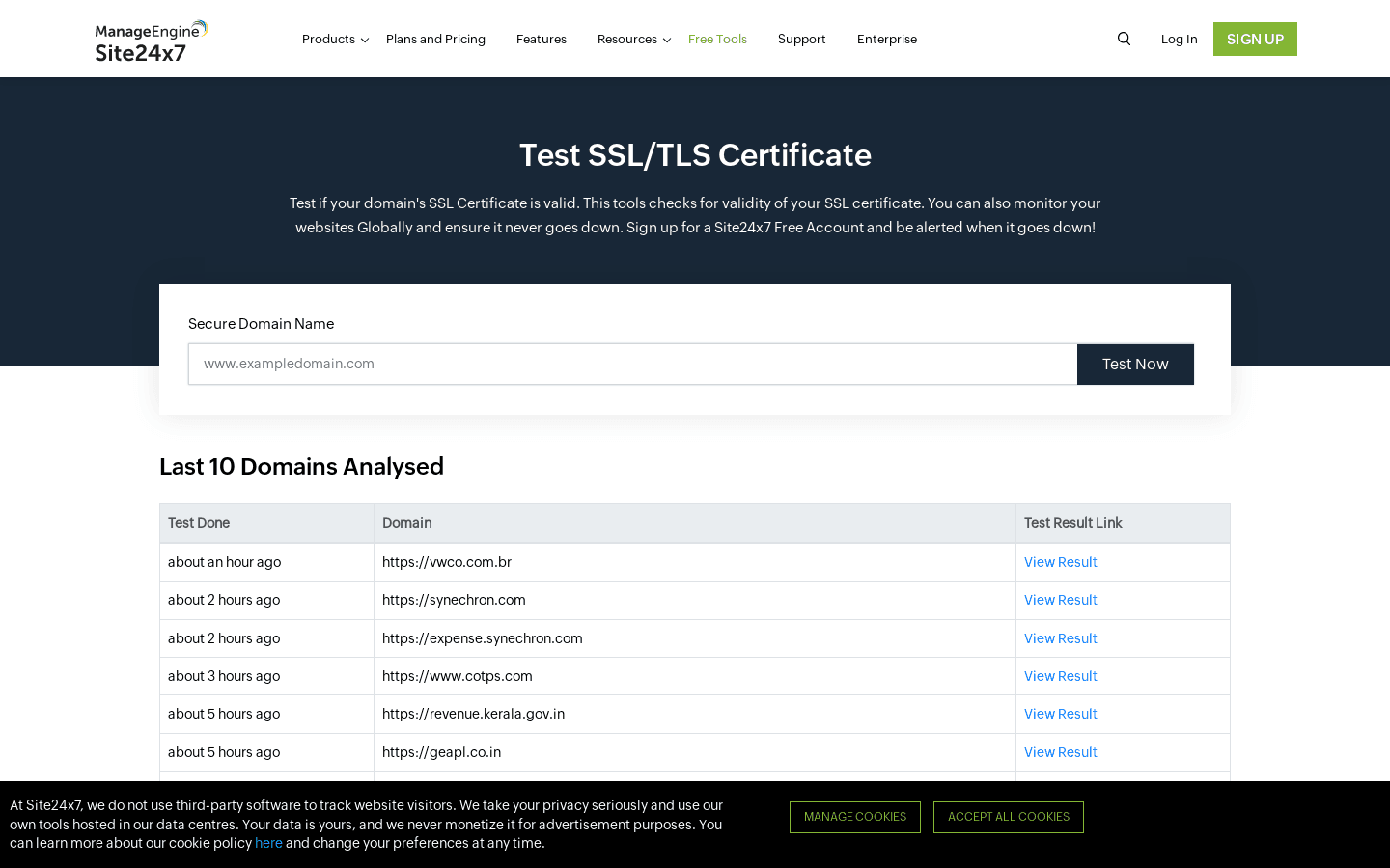 Test SSL/TLS Certificate preview