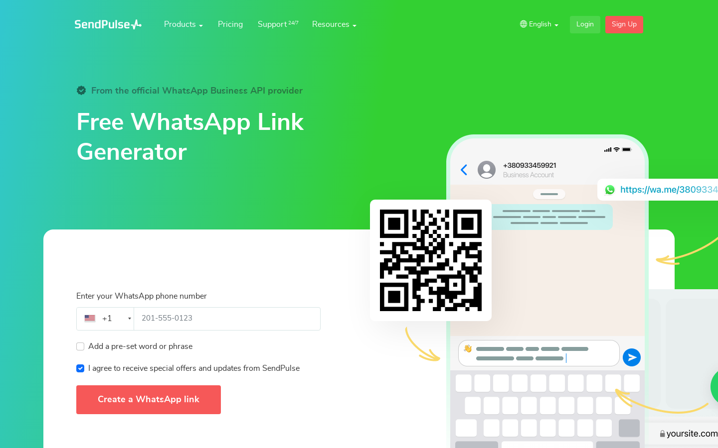 Free WhatsApp Link Generator preview