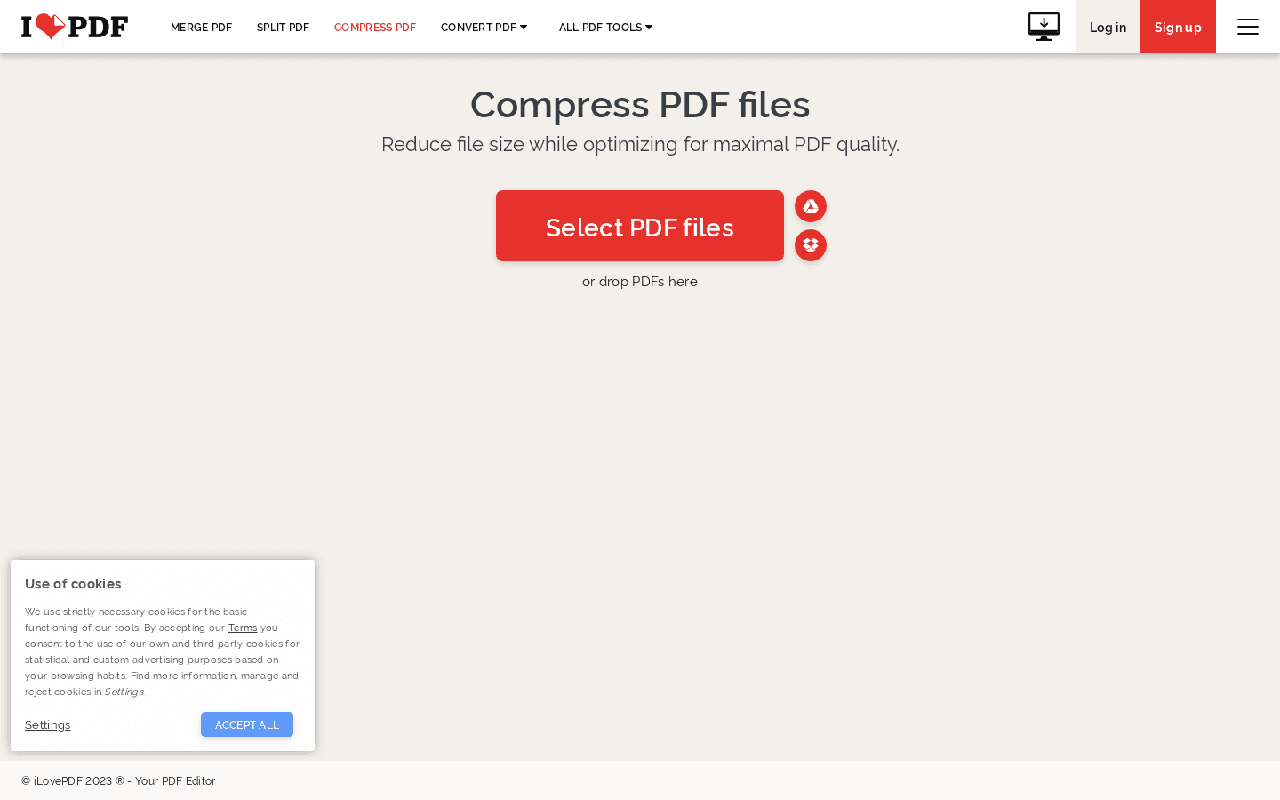 Compress PDF files preview