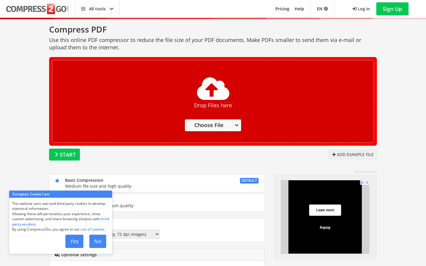 Compress PDF preview