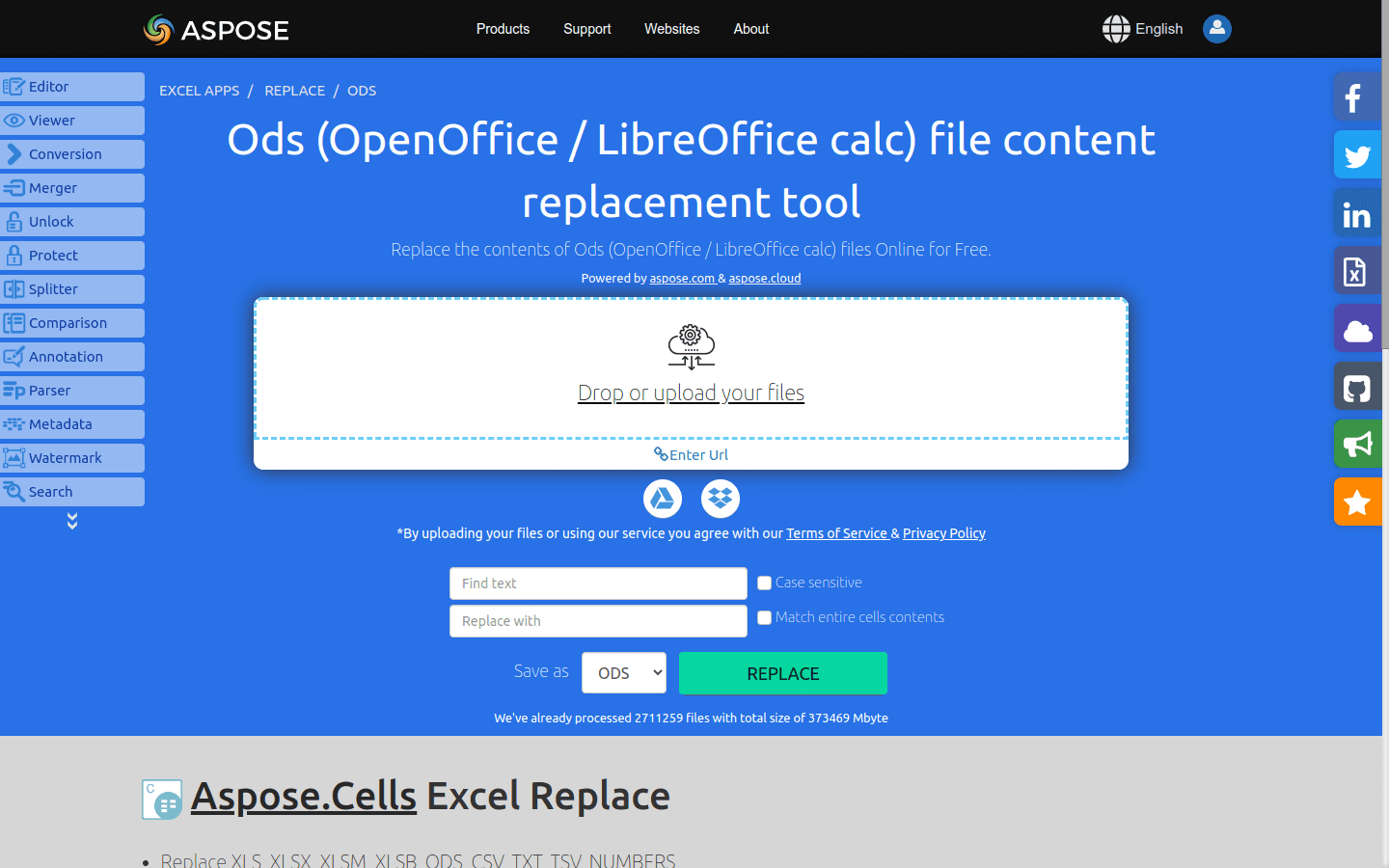 Replace ODS files preview