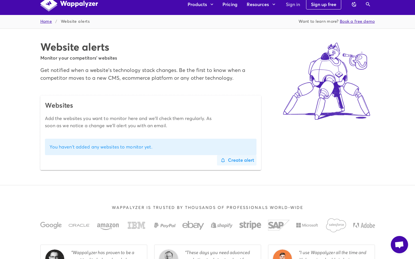Website alerts preview