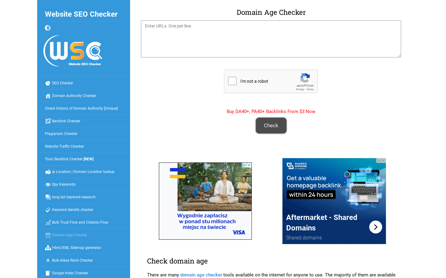 Domain Age Checker preview
