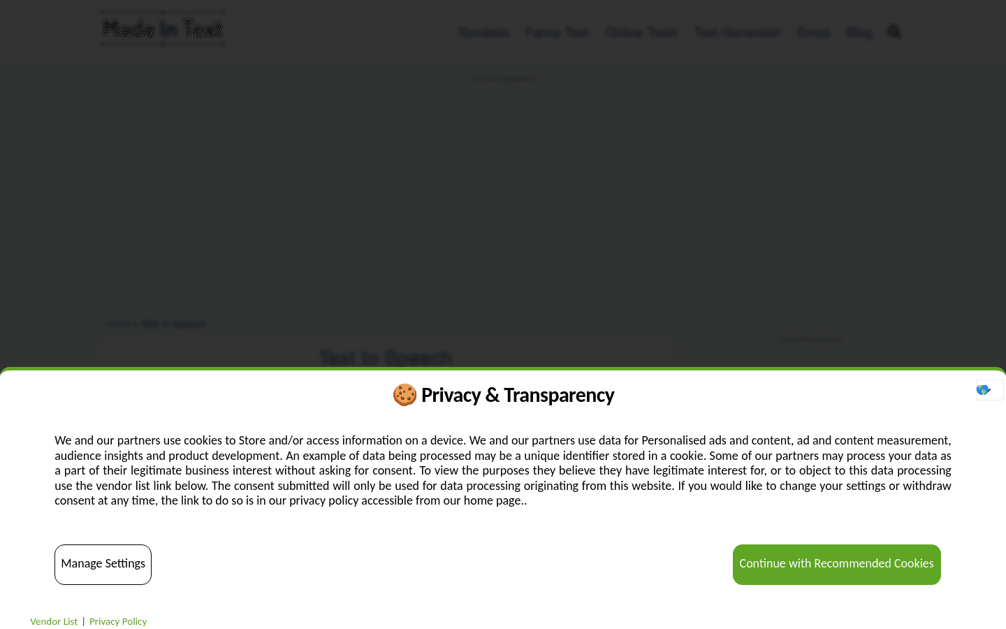 Text to Speech preview
