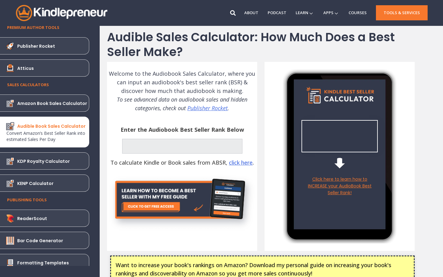 Audible Sales Calculator preview