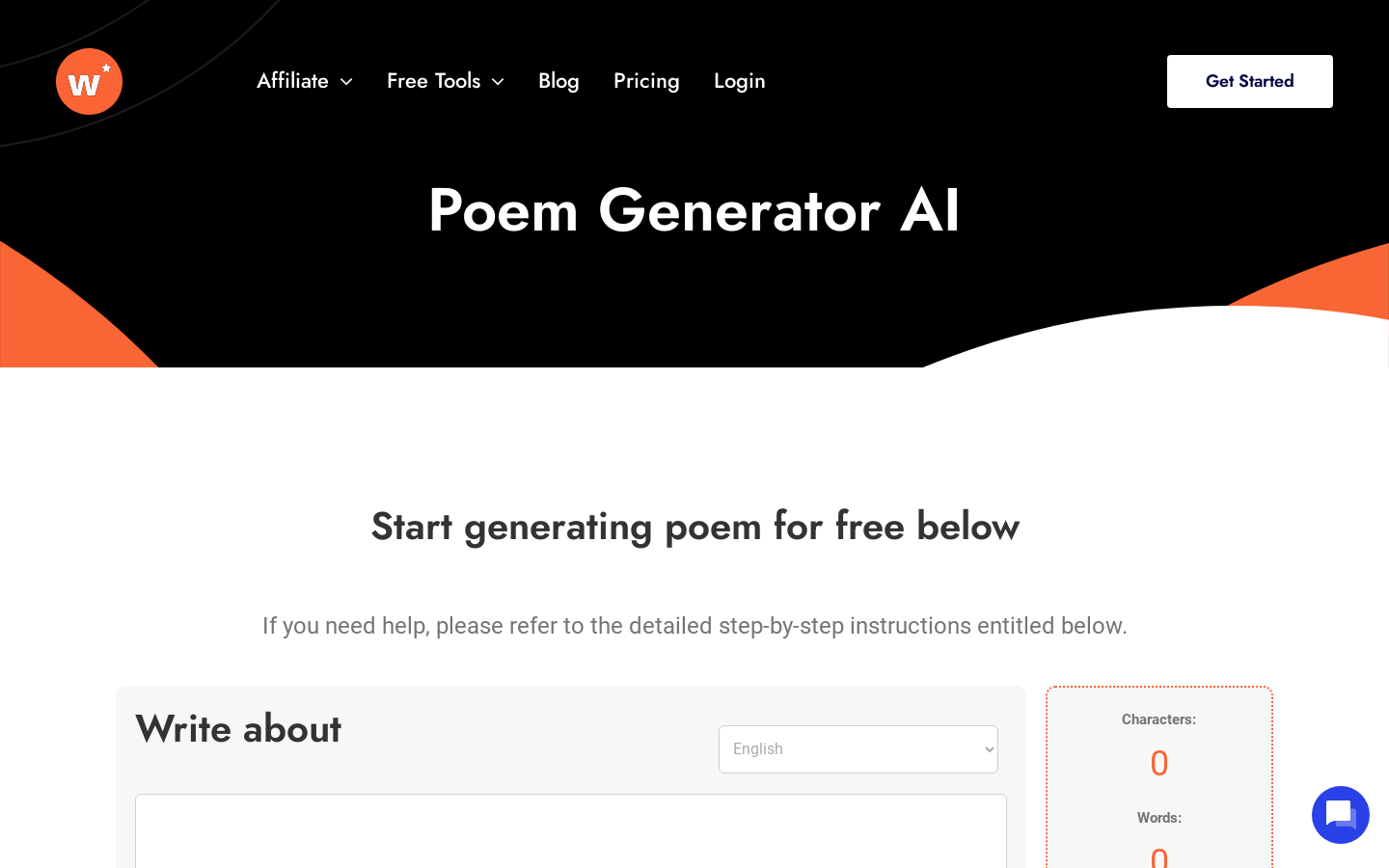 Poem Generator AI by Writecream preview