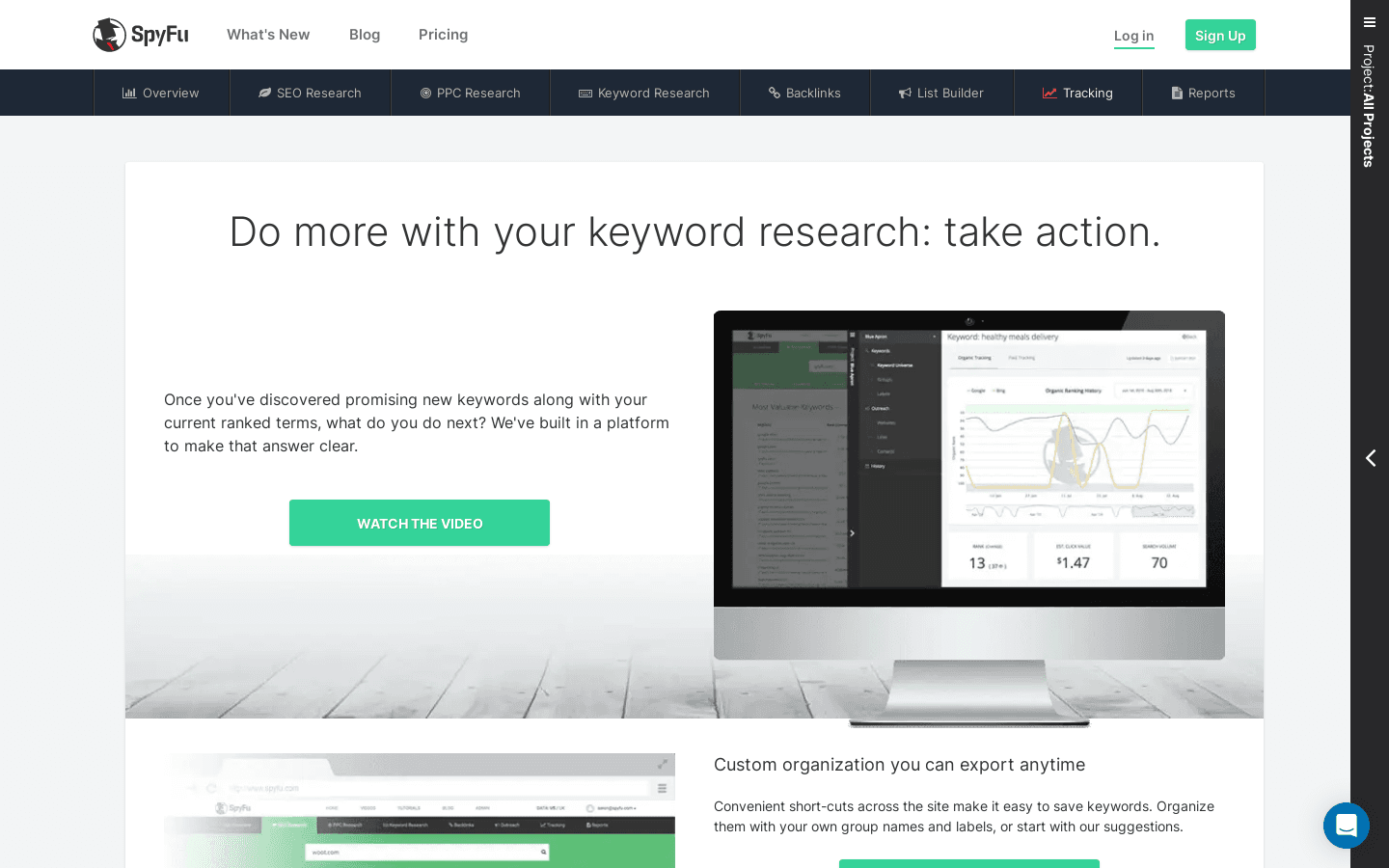 SpyFu Rank Tracking preview