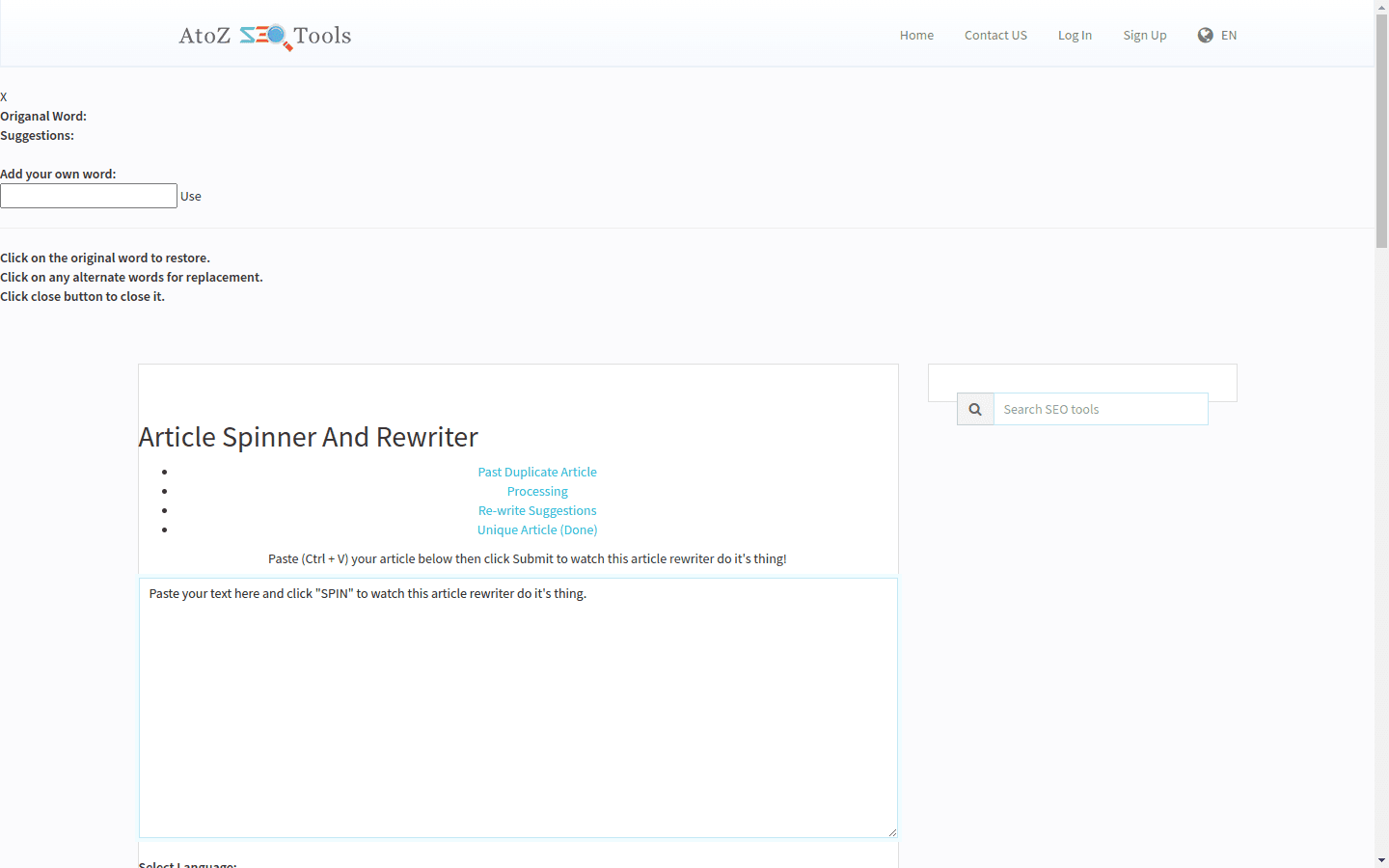 Article Spinner and Rewriter preview