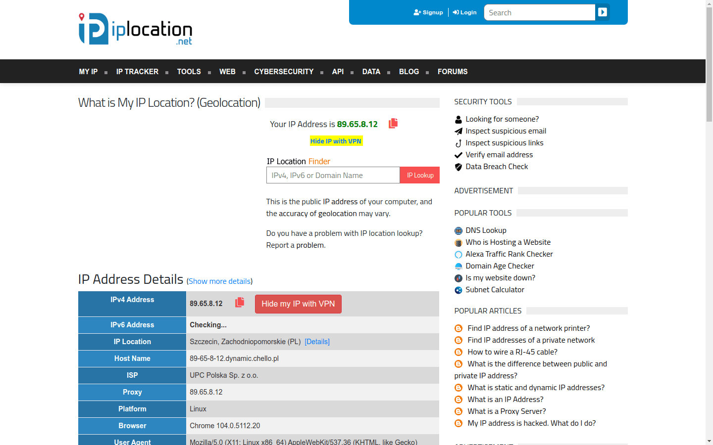 What is my IP location? preview