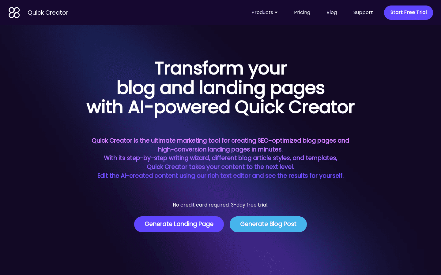 Quick Creator preview