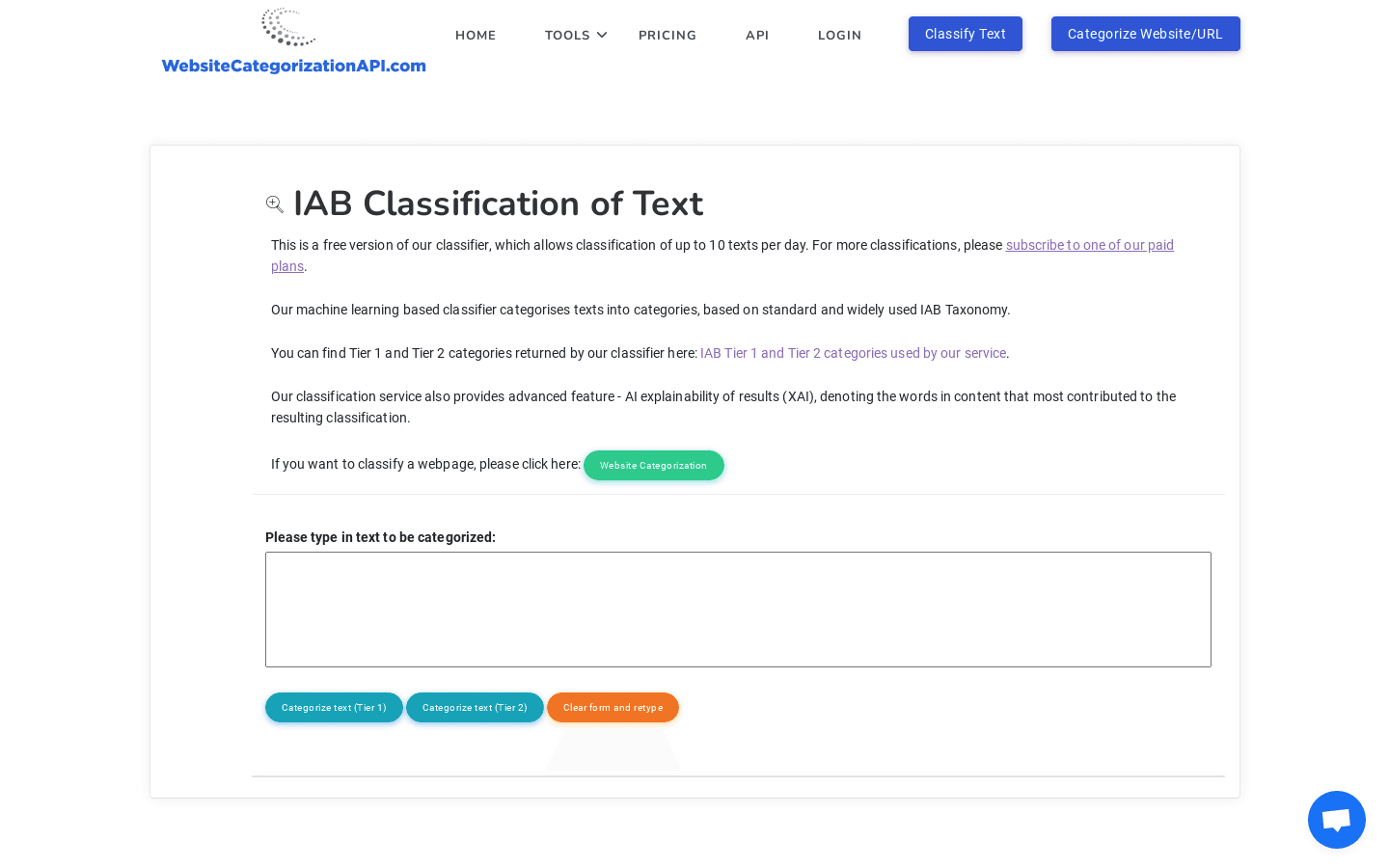 IAB Classification of Text preview