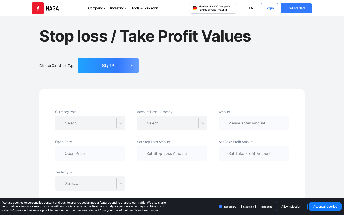 Stop Loss / Take Profit preview