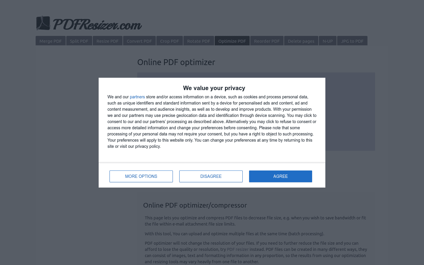 PDF optimizer preview