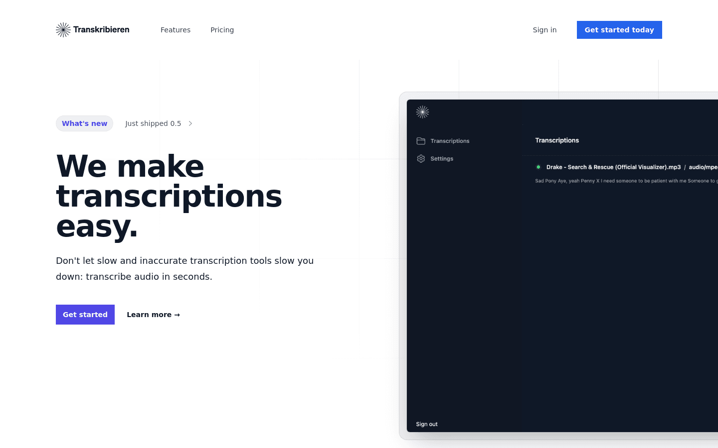 Transkribieren preview