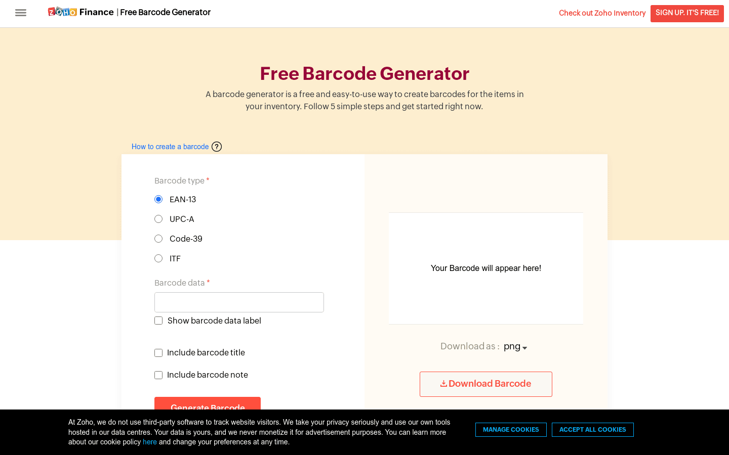 Free Barcode Generator preview
