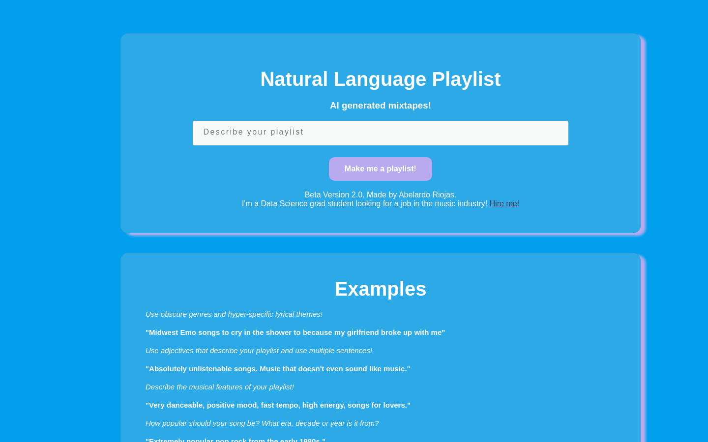 Natural Language Playlist preview