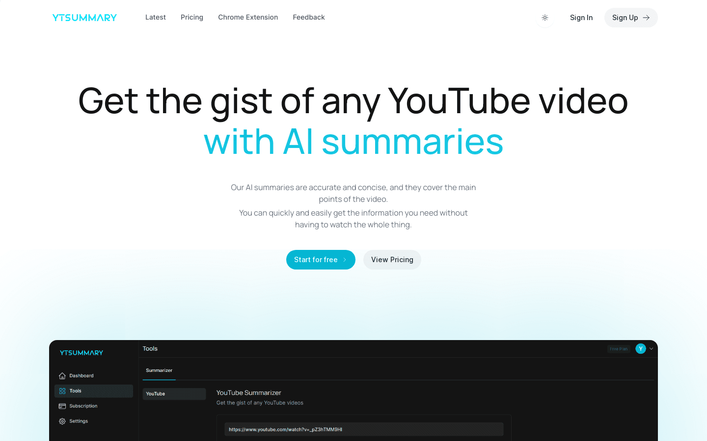 YTSummary preview
