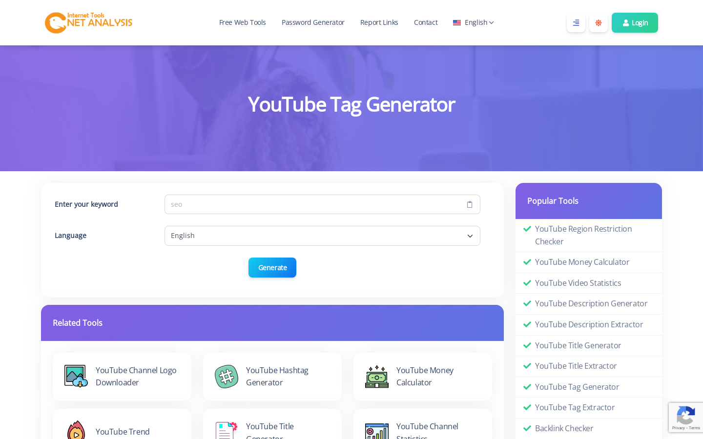 YouTube Tag Generator preview