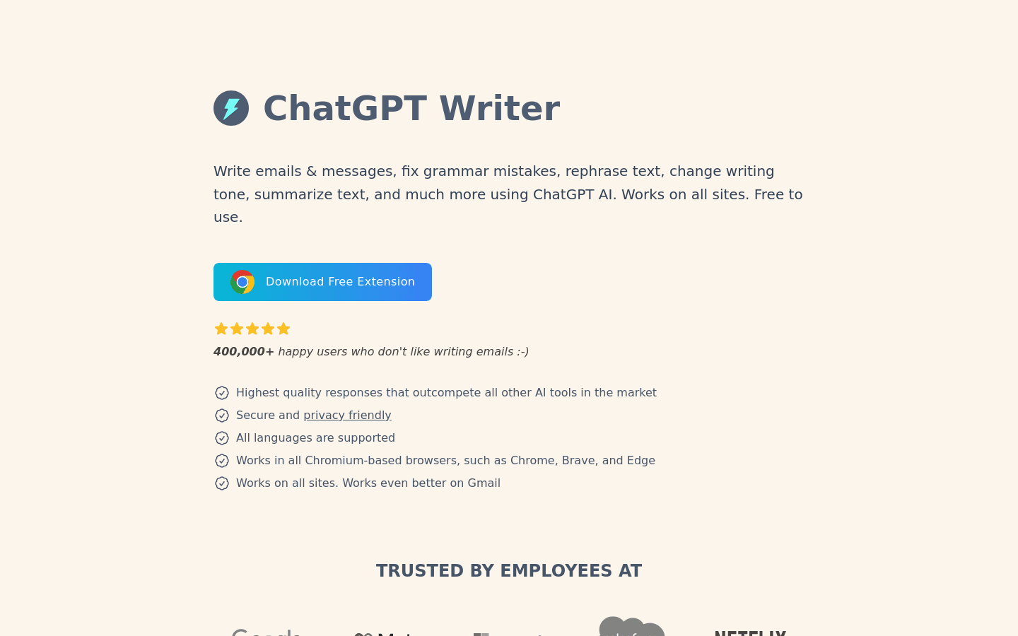 ChatGPT Writer preview