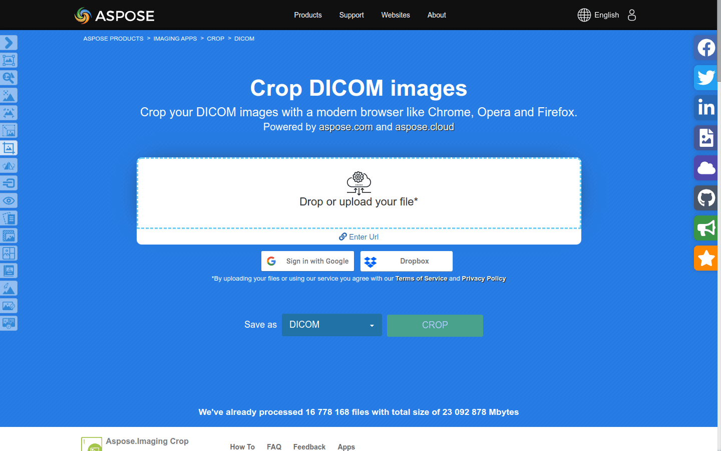 Crop DICOM images preview