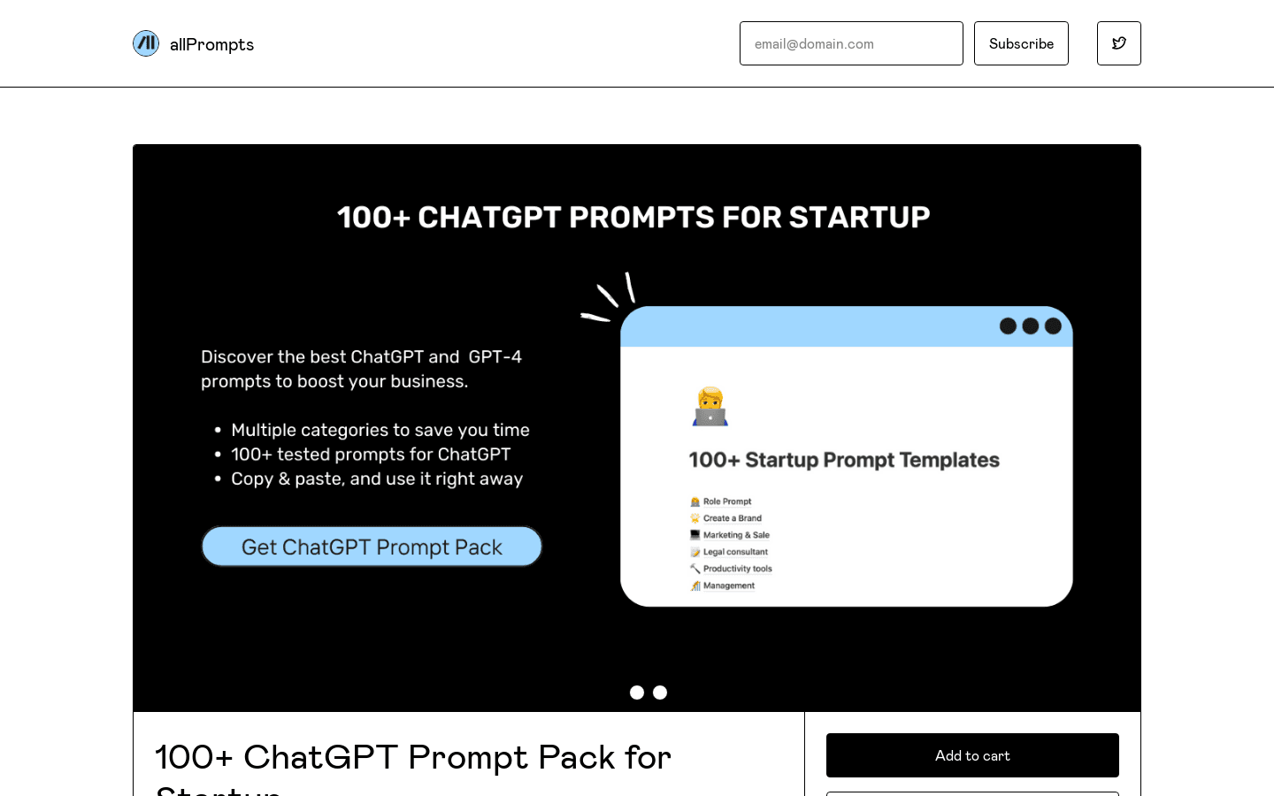 100+ ChatGPT Prompt Pack for Startup preview