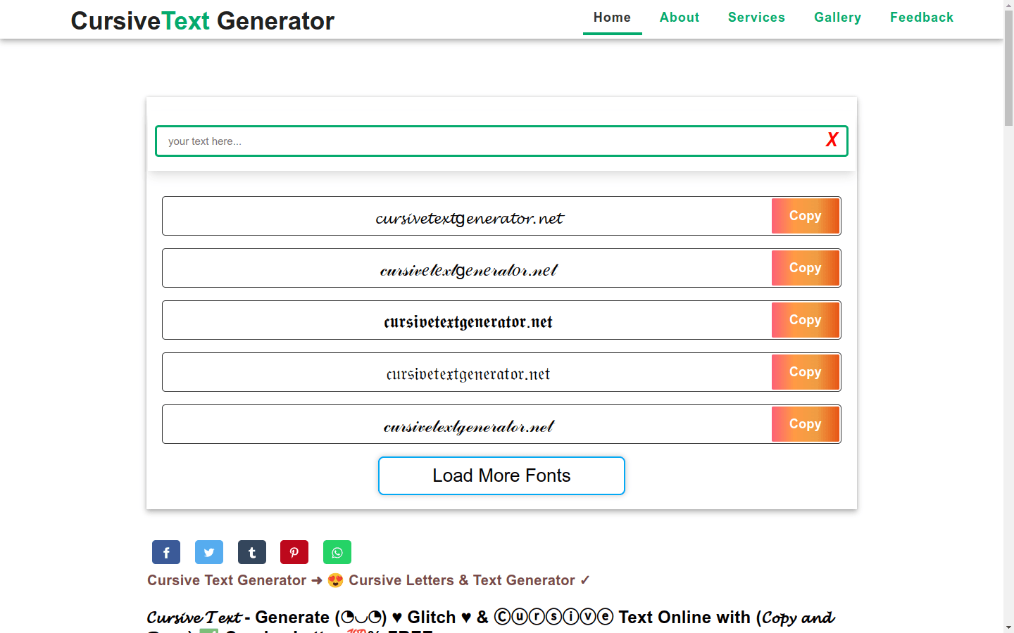 Cursive Text Generator โ preview