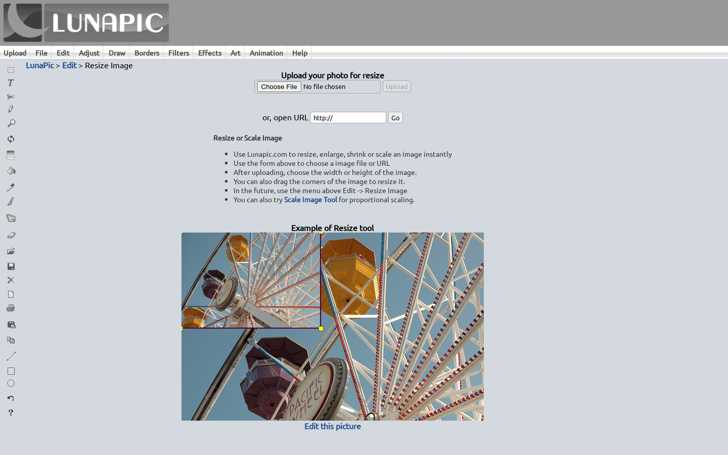 Resize Image preview