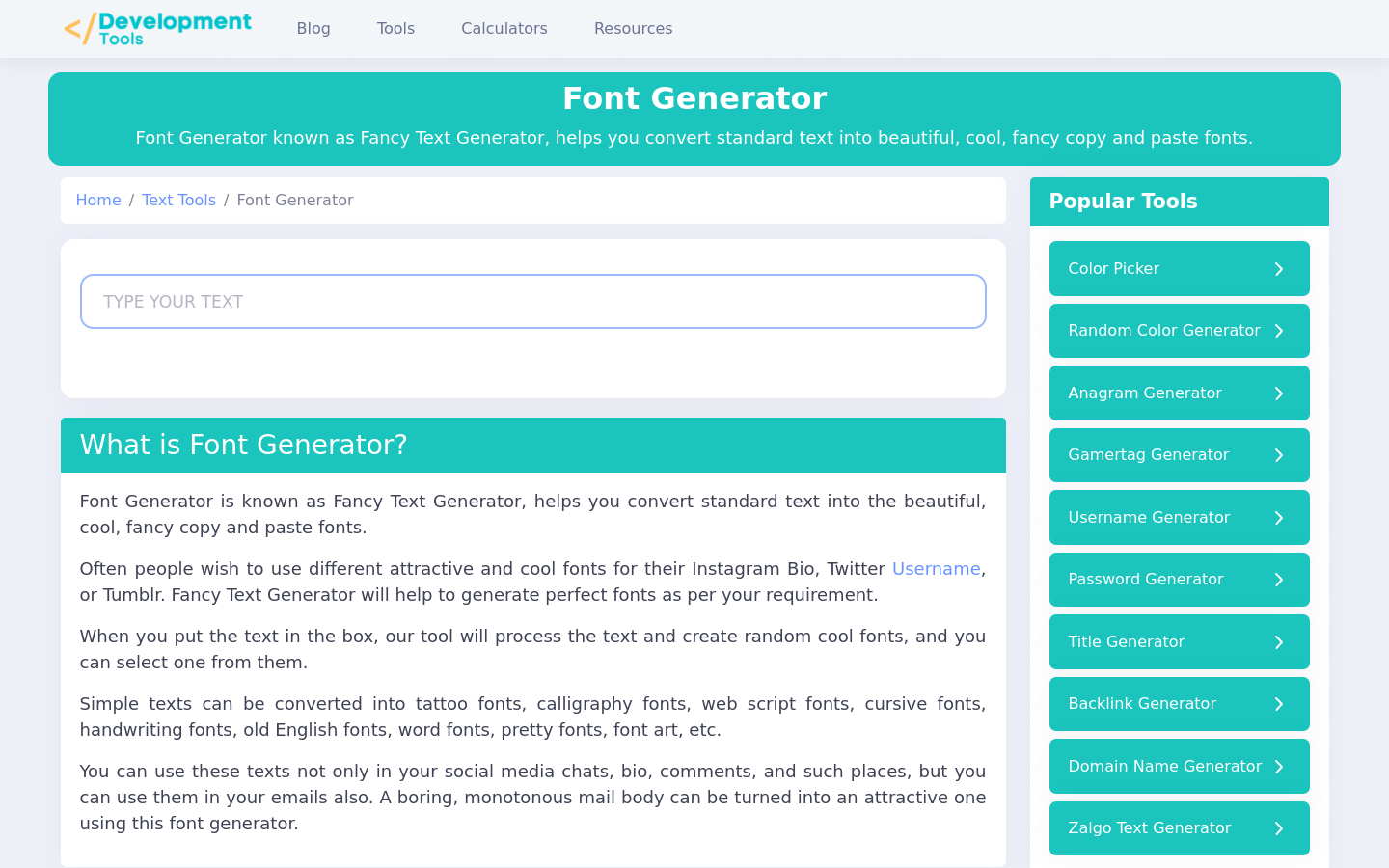 Font Generator preview