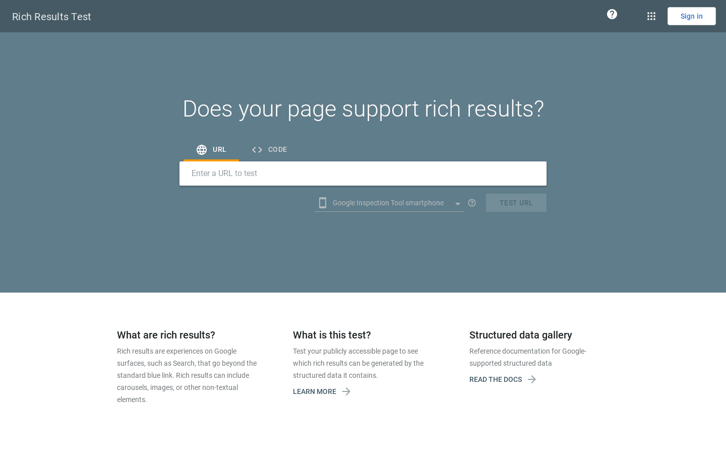 Rich Results Test preview