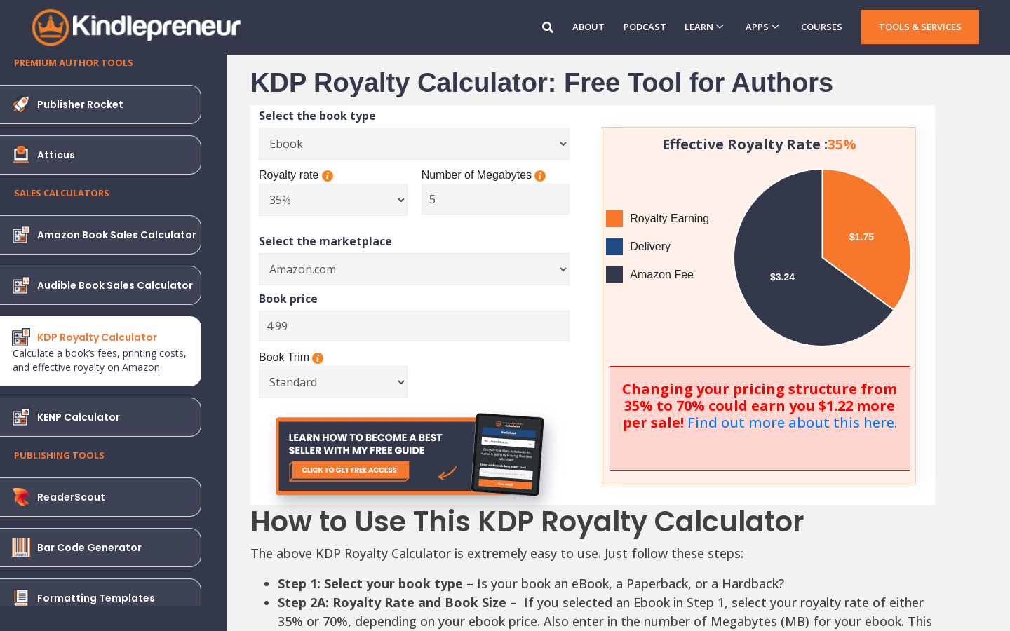 KDP Royalty Calculator preview