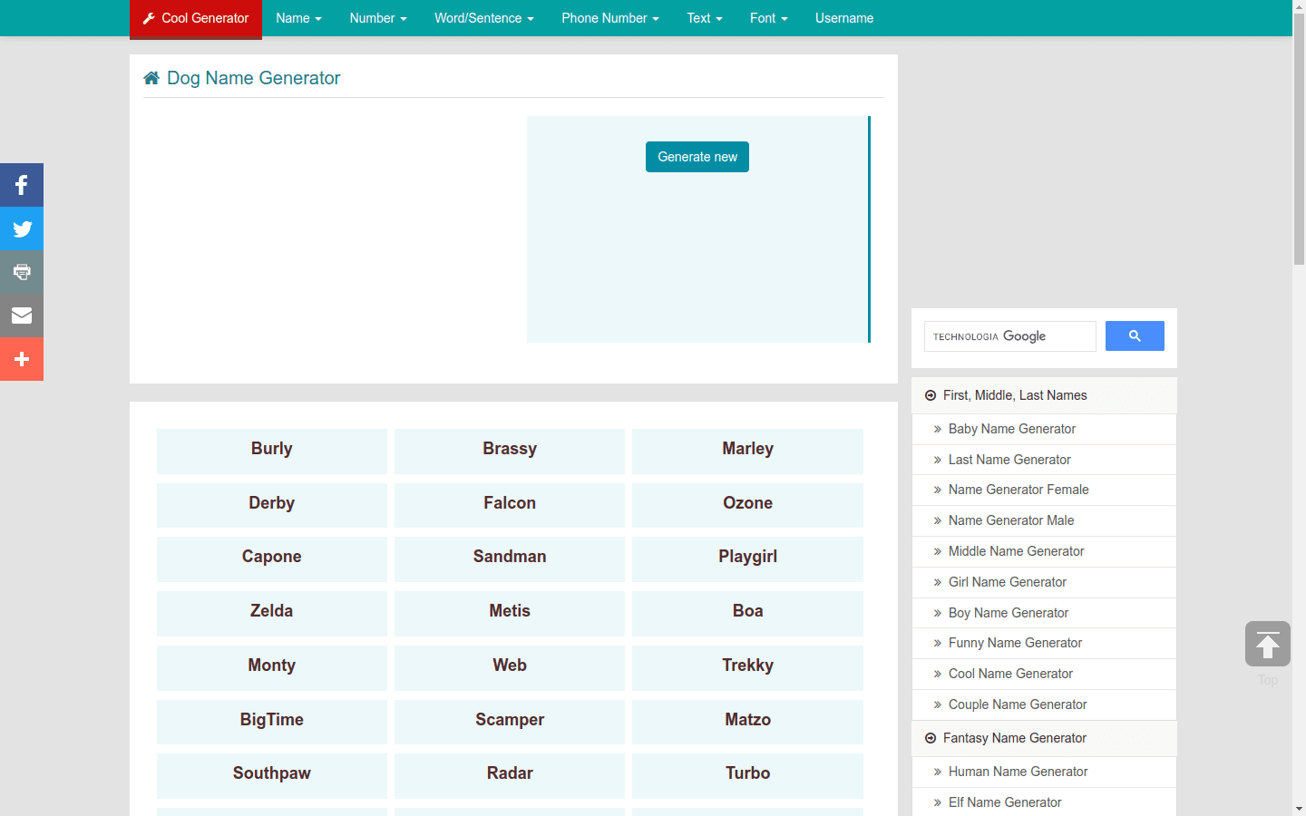 Dog Name Generator preview