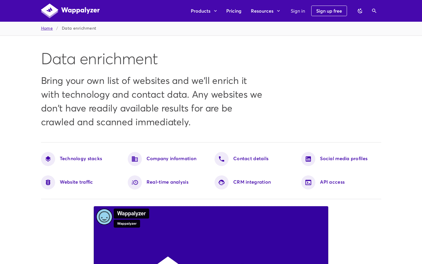 Data enrichment preview