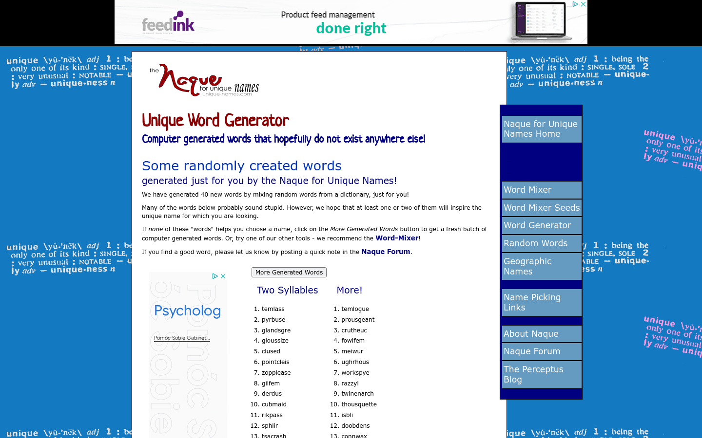 Unique Word Generator preview