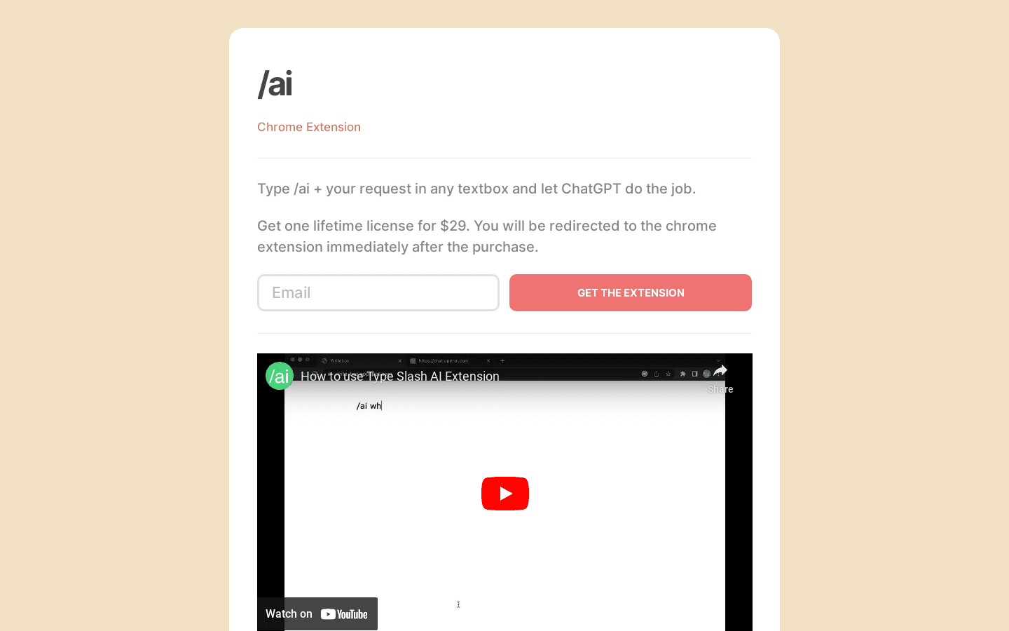 Type Slash AI preview