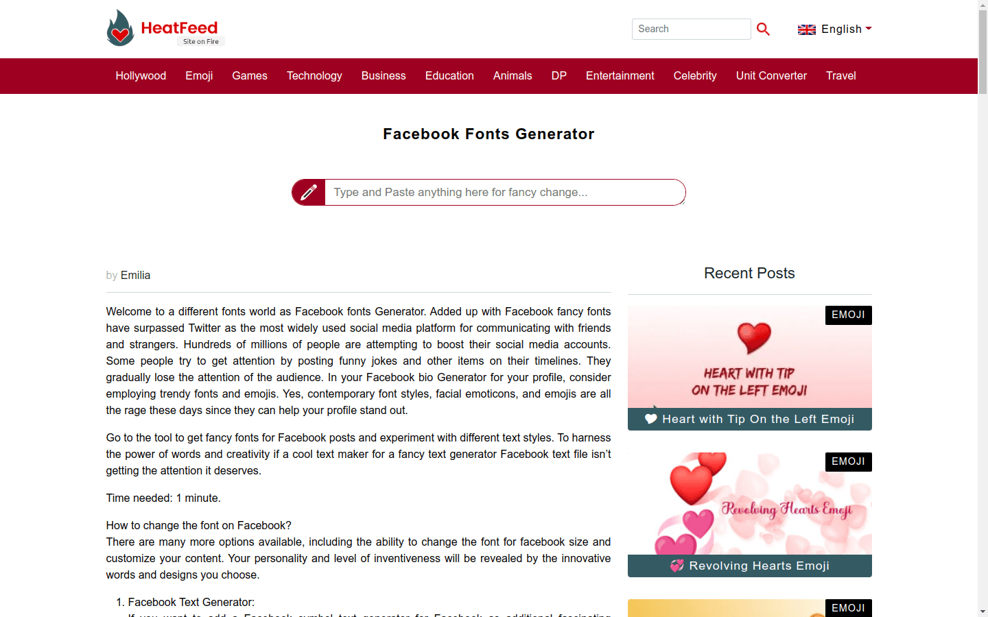 Heatfeed Facebook Fonts Generator preview
