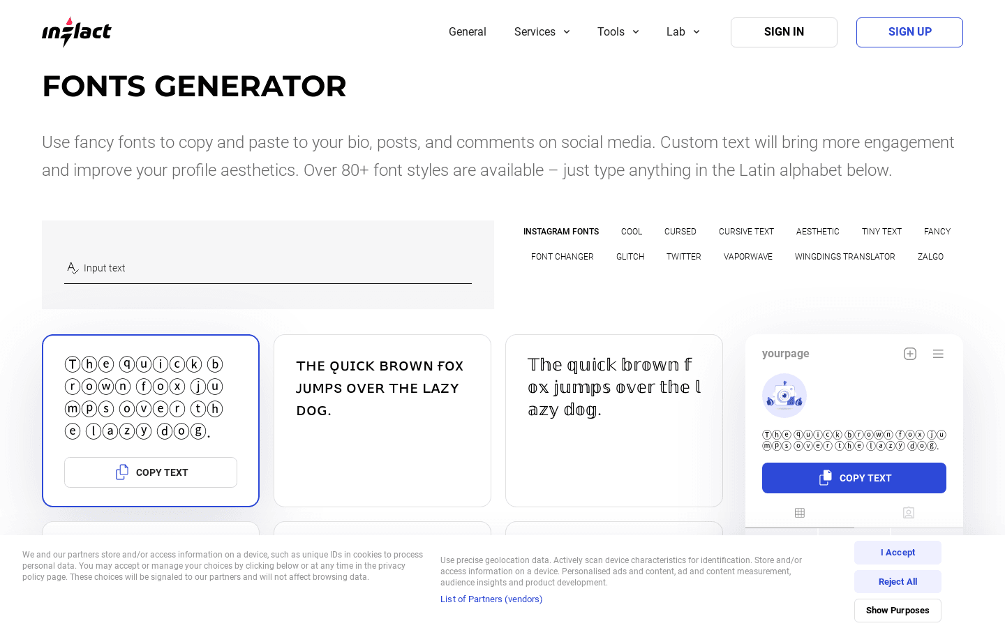 Fonts Generator preview