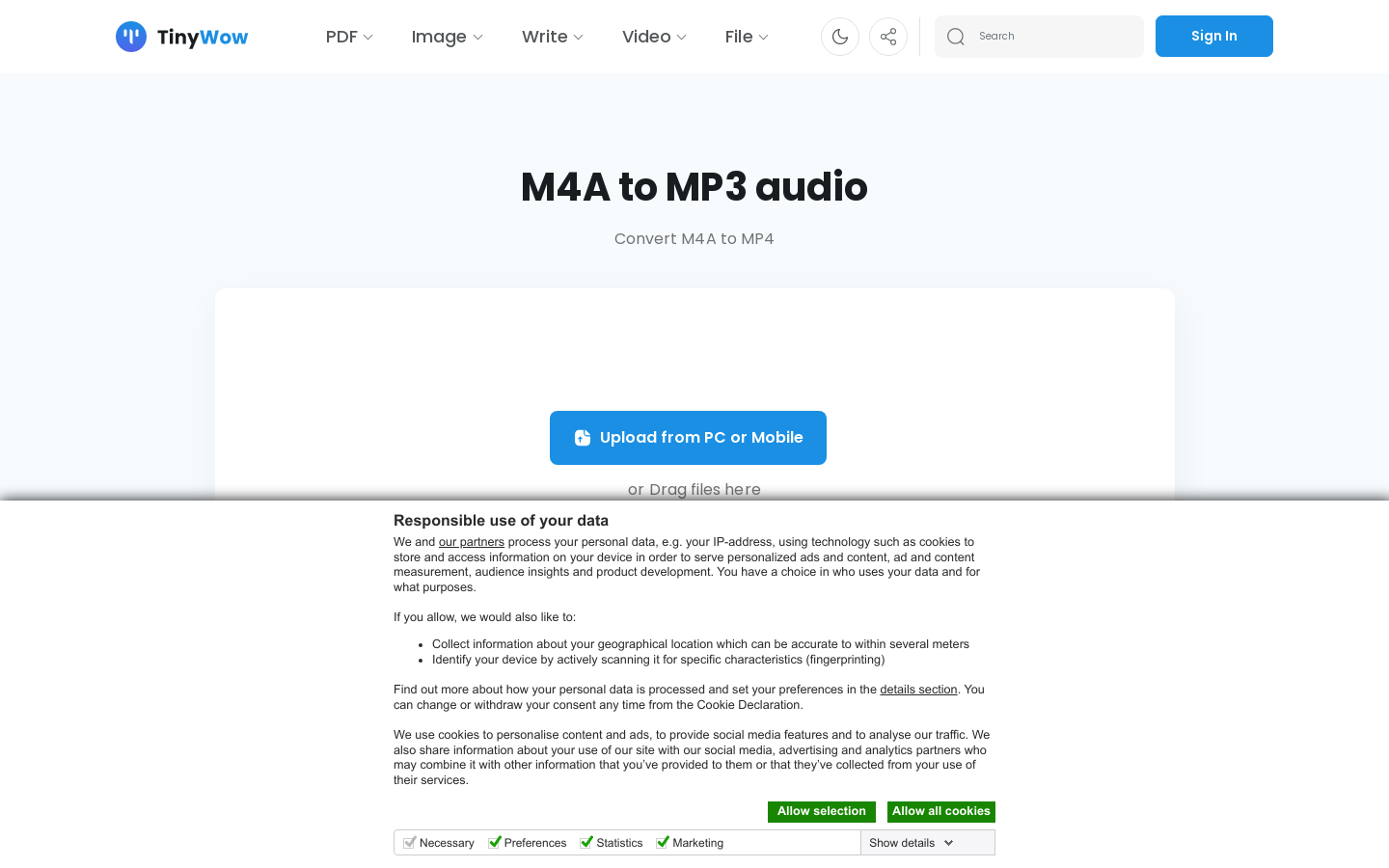 M4A to MP4 audio preview