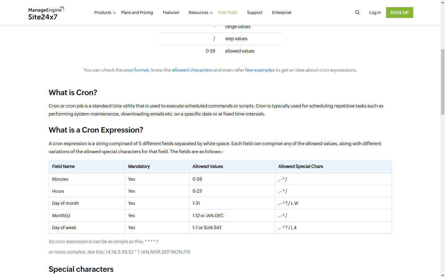 Site24x7 - Cron Generator preview