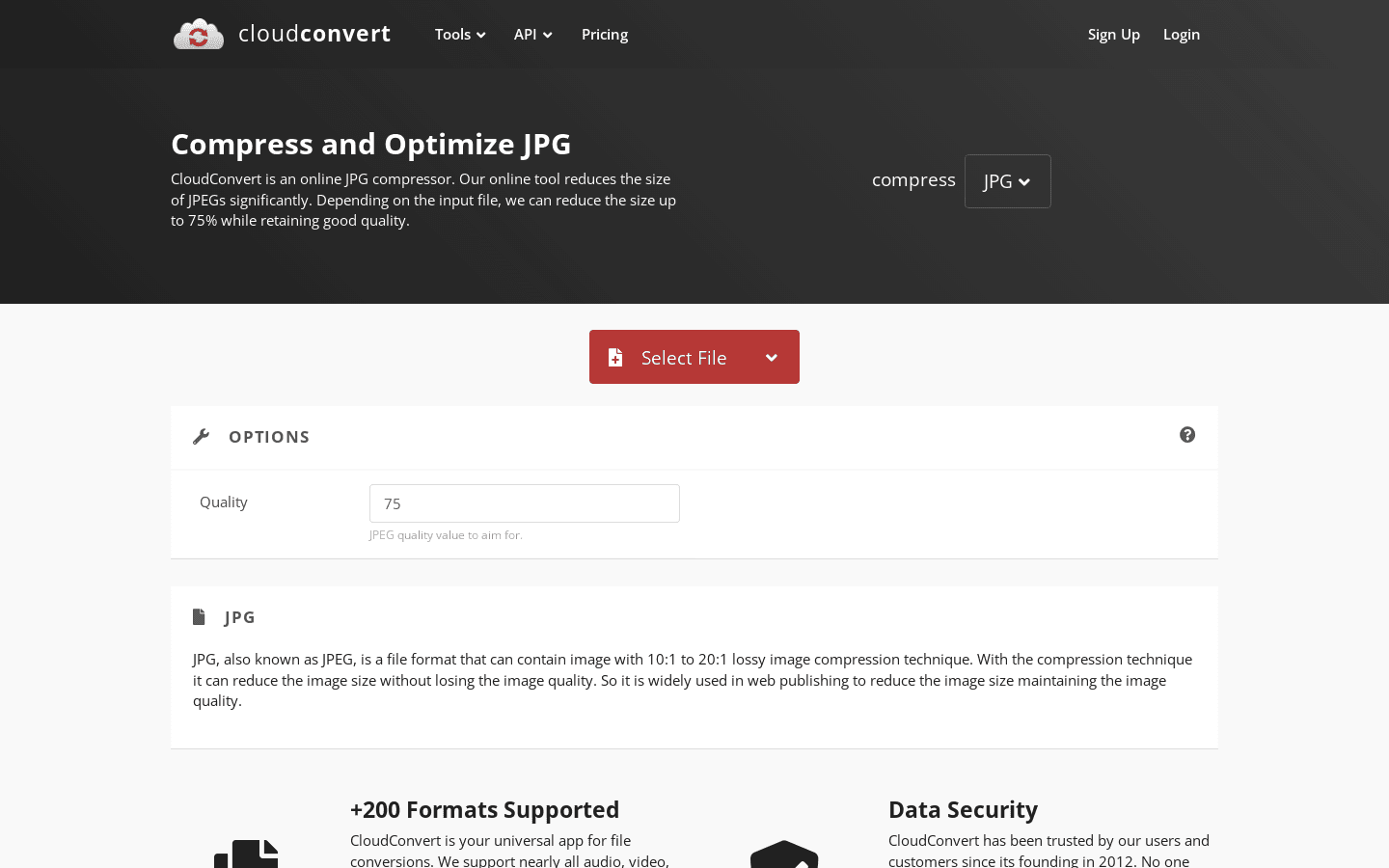 compres and optimize jpg preview