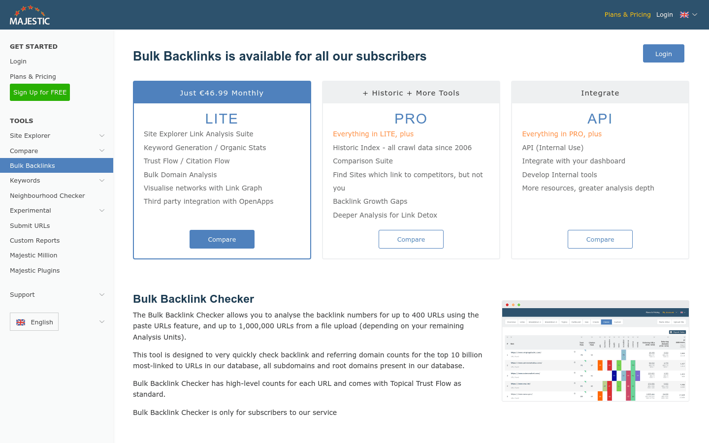 Bulk Backlinks Checker preview