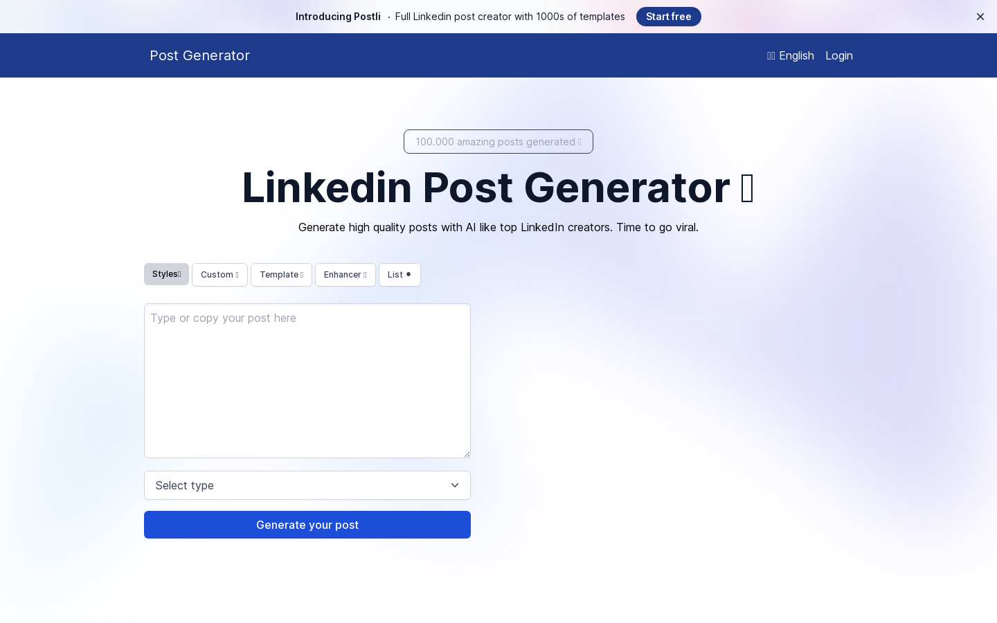 Linkedin Post Generator 🚀 preview