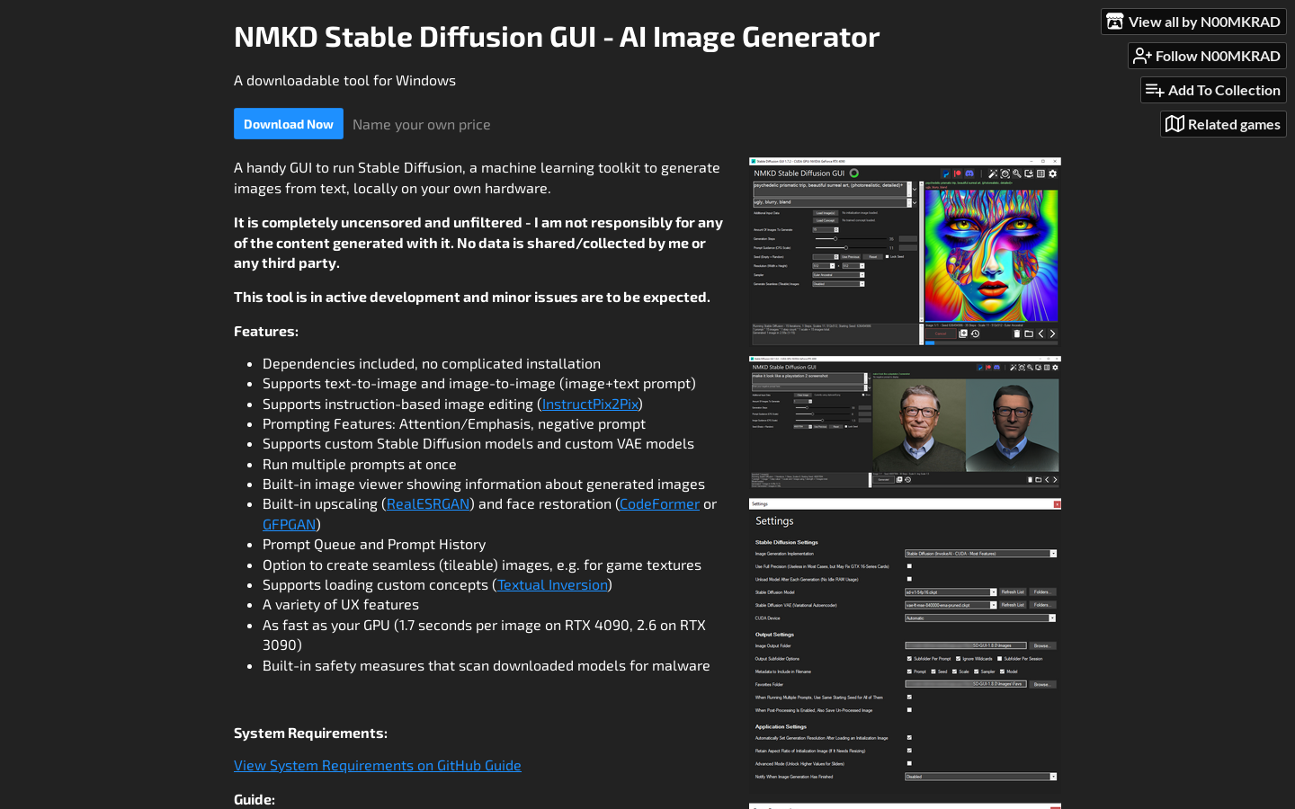 NMKD Stable Diffusion GUI preview