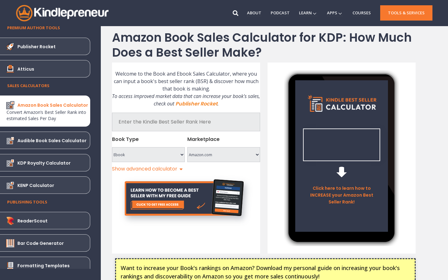 Amazon Book Sales Calculator for KDP preview
