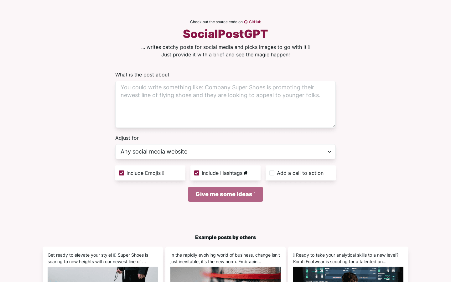 SocialPostGPT preview