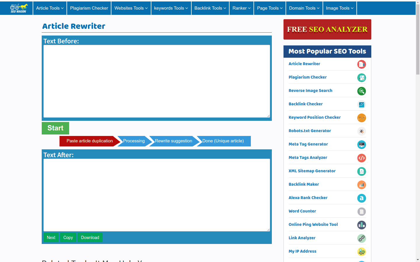 Free Article Rewriter Tool preview